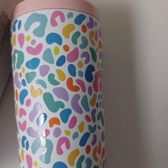 Meoky Tumbler With Lid & Straw -Pastel Leopard -24 Oz. -Open Box -Insulated NEW - Picture 3 of 12